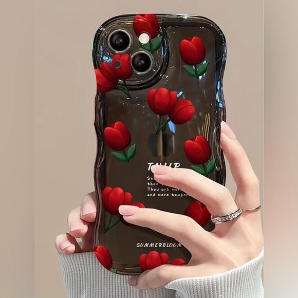 Brand New Beautiful Tulips Phone Case with Heart Lanyard for IPhone 14 Pro - Picture 10 of 12